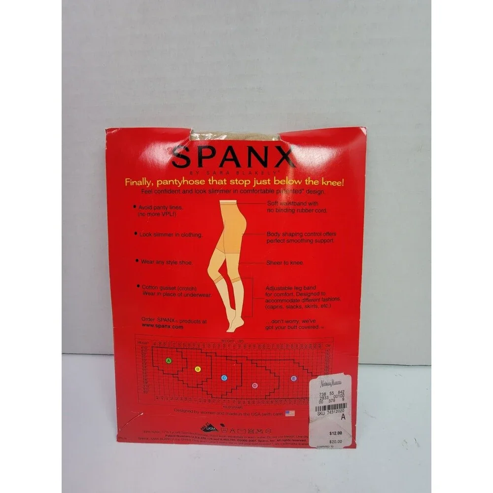 Vintage SPANX Footless Bodyshaping Pantyhose Size A Nude Control Top NOS